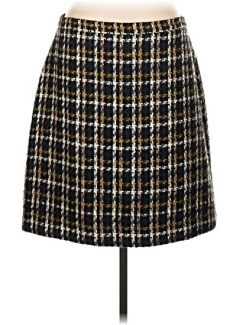 Ann Taylor Tweed Plaid Pencil Skirt in Navy, Olive & White